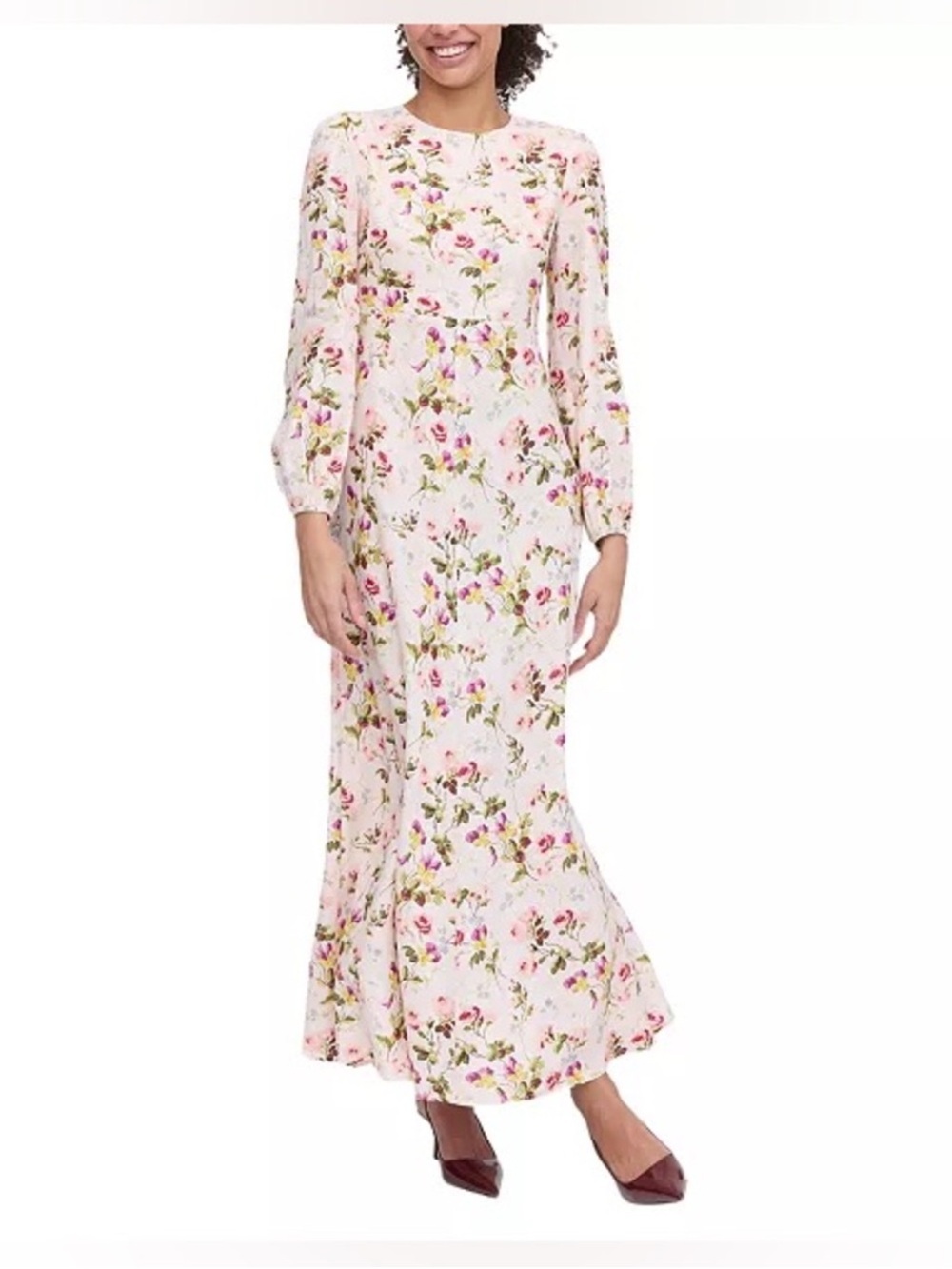 Like New Hill House Nadia Long Pink Floral Maxi Dress with Long Sleeves. Size S - Picture 3 of 9